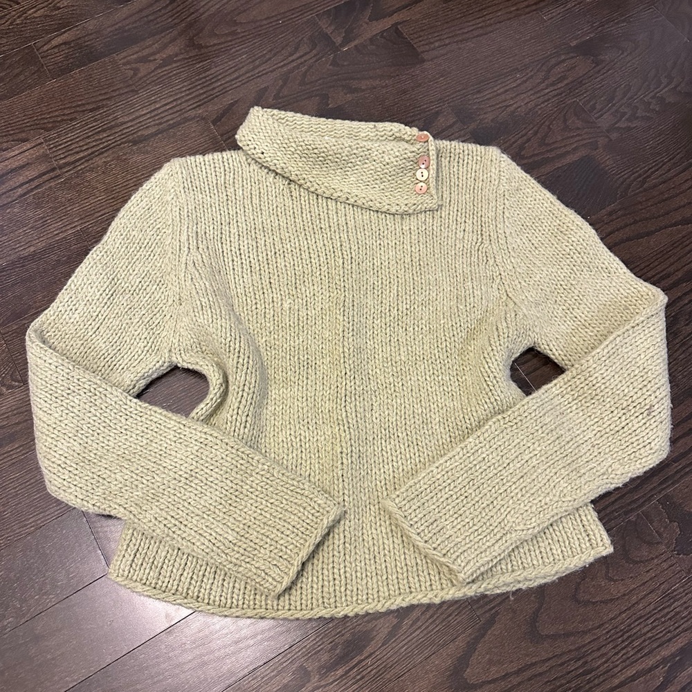Vintage Cozy Light Green Turtleneck Sweater